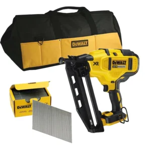 Dewalt DCN660N 18V XR Brushless Second Fix Finishing Angled Nail Gun, 2500x 32mm 16g 20° Angled Brad Nails & 24’’ Large Duffel Tool Bag