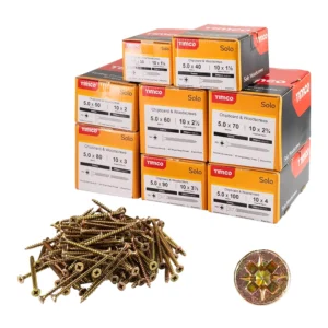 Timco 5.0mm Zinc Yellow Passivated Wood Screw Bundle - Pack of 1400