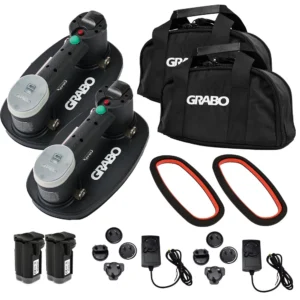 GRABO Plus Cordless Vacuum Lifter Set, 2x Standard Seals, 2x 2.6Ah Batteries, 2x Charger & 2x Cases