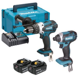 Makita DLX2145TJ 2 Piece 18V LXT Power Tool Kit, 2x 5.0Ah Batteries, Charger & MAKPAC Case