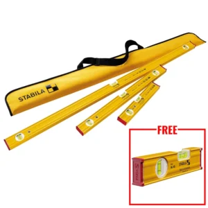 Stabila 3 Piece Type 80 AS Spirit Level Set with Case (300mm, 600mm & 1200mm)